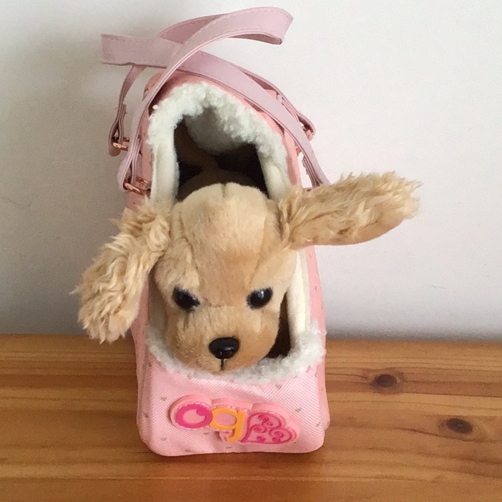 Our Generation kids toy dog carrier hop in pink handbag purse